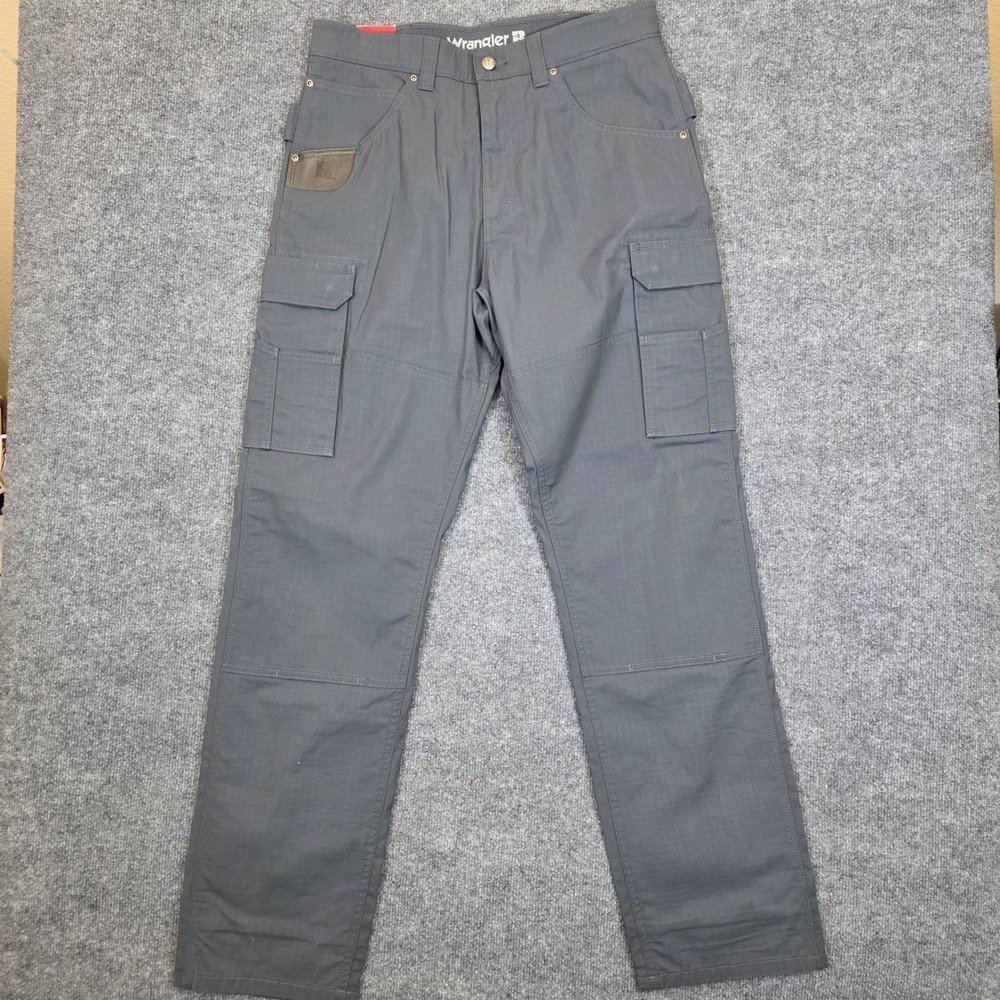 Wrangler Riggs Workwear Pants Mens 34x34 Gray Cargo Ripstop Ranger Relaxed NEW